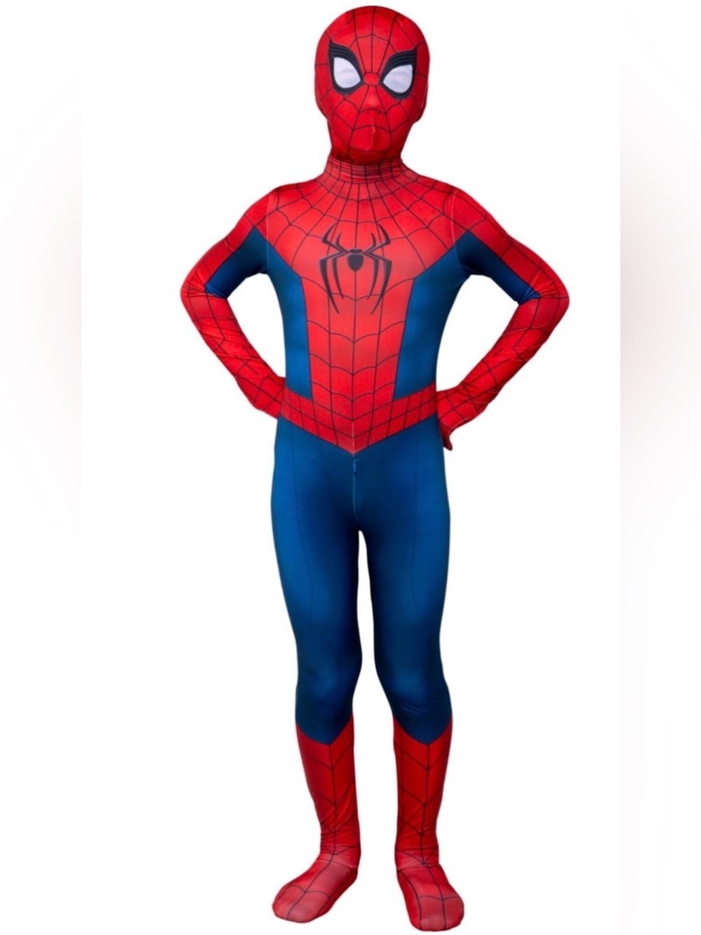 NWT Toddler/Child Spide Man Costume Cosplay One Piece Jumpsuit Face Mask - L